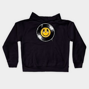 Smiley face headphones on Vinyl. Kids Hoodie